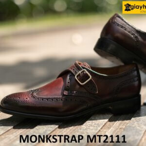 Giày da nam cao cấp đục lỗ Wingtips Monkstrap MT2111 002
