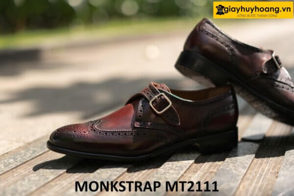 Giày da nam cao cấp đục lỗ Wingtips Monkstrap MT2111 002