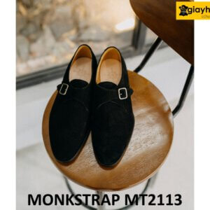 Giày không dây da lộn màu đen Monkstrap MT2113 005