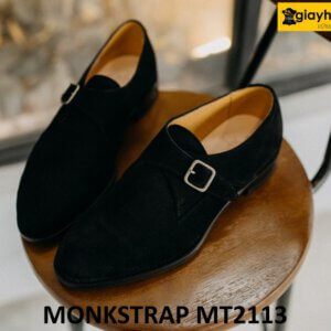 Giày không dây da lộn màu đen Monkstrap MT2113 001