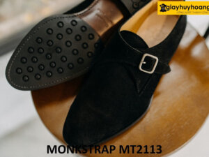 Giày không dây da lộn màu đen Monkstrap MT2113 003