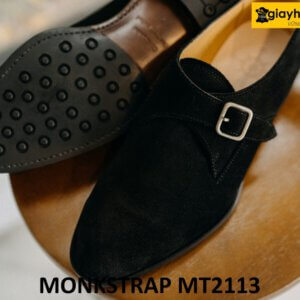 Giày không dây da lộn màu đen Monkstrap MT2113 003