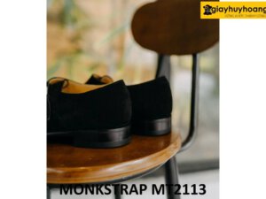 Giày không dây da lộn màu đen Monkstrap MT2113 002
