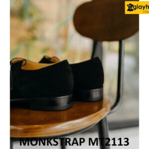Giày không dây da lộn màu đen Monkstrap MT2113 002