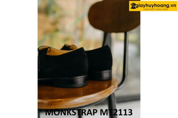 Giày không dây da lộn màu đen Monkstrap MT2113 002