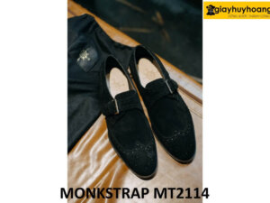 Giày da lộn có quai khóa màu đen Monkstrap MT2114 001