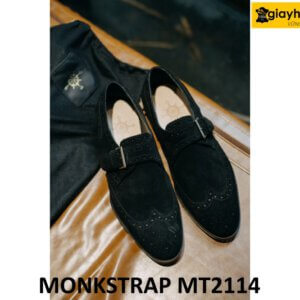 Giày da lộn có quai khóa màu đen Monkstrap MT2114 001