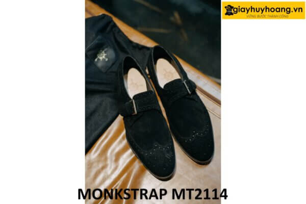 Giày da lộn có quai khóa màu đen Monkstrap MT2114 001