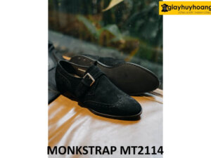 Giày da lộn có quai khóa màu đen Monkstrap MT2114 004