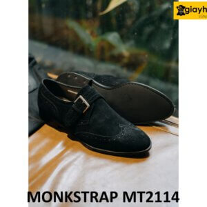 Giày da lộn có quai khóa màu đen Monkstrap MT2114 004