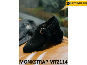Giày da lộn có quai khóa màu đen Monkstrap MT2114 003