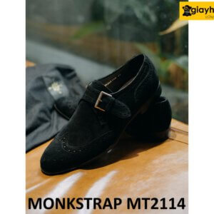 Giày da lộn có quai khóa màu đen Monkstrap MT2114 003