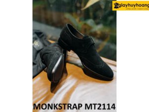 Giày da lộn có quai khóa màu đen Monkstrap MT2114 002