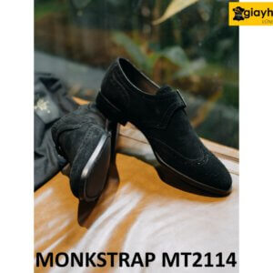 Giày da lộn có quai khóa màu đen Monkstrap MT2114 002