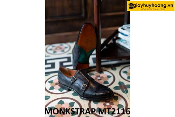 Giày da nam màu đen Double Monkstrap MT2116 005