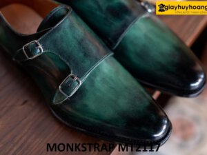 Giày da nam nhuộm màu thủ công xanh patina Monkstrap MT2117 001