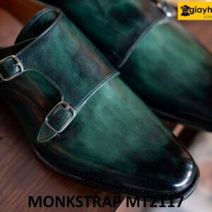 Giày da nam nhuộm màu thủ công xanh patina Monkstrap MT2117 001