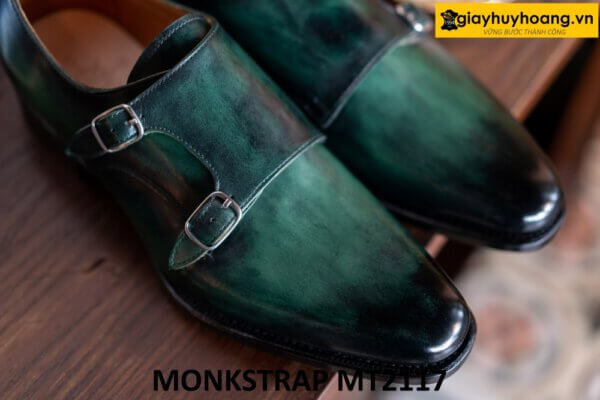 Giày da nam nhuộm màu thủ công xanh patina Monkstrap MT2117 001