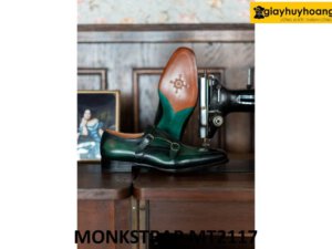 Giày da nam nhuộm màu thủ công xanh patina Monkstrap MT2117 002
