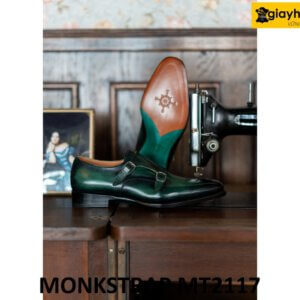 Giày da nam nhuộm màu thủ công xanh patina Monkstrap MT2117 002