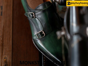 Giày da nam nhuộm màu thủ công xanh patina Monkstrap MT2117 008