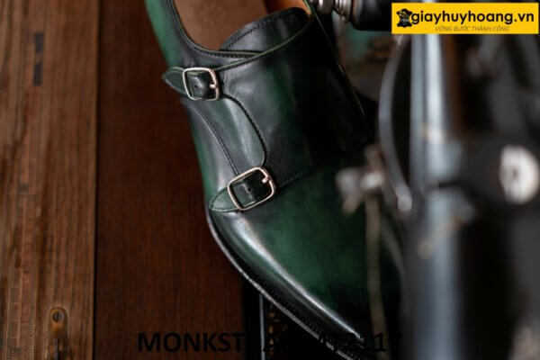 Giày da nam nhuộm màu thủ công xanh patina Monkstrap MT2117 008