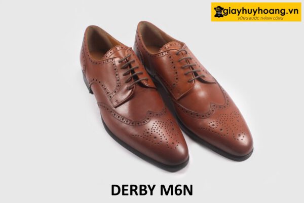 Giày tây nam buộc dây derby cao cấp M6N màu bò 003