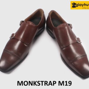 Giày da nam màu nâu 2 khóa Monkstrap M19 005