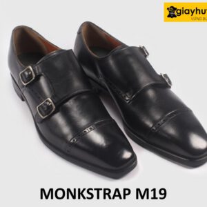 Giày da nam màu đen 2 khóa Monkstrap M19 003