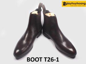 Giày da boot nam màu nâu giá tốt Chelsea boot T26-1 003