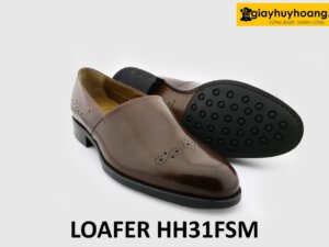 Giày loafer nam mũi tròn đục lỗ họa tiết HH31FSM 003