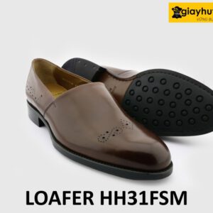 Giày loafer nam mũi tròn đục lỗ họa tiết HH31FSM 003
