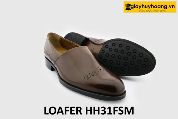 Giày loafer nam mũi tròn đục lỗ họa tiết HH31FSM 003
