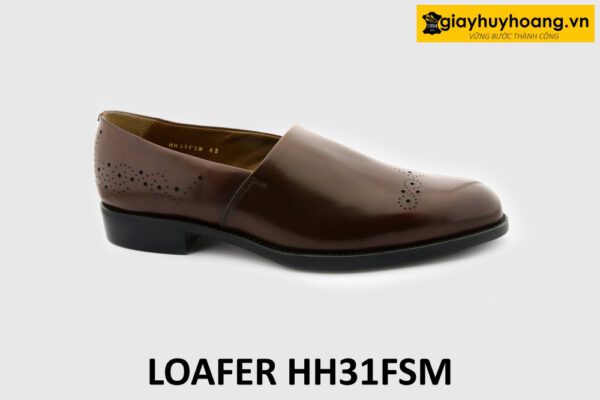 Giày loafer nam mũi tròn đục lỗ họa tiết HH31FSM 001
