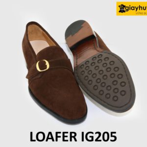 [Size 43] Giày lười nam da lộn màu nâu Loafer IG205 003
