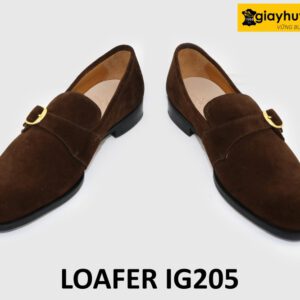[Size 43] Giày lười nam da lộn màu nâu Loafer IG205 002