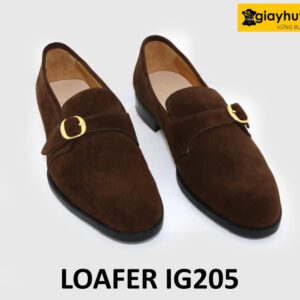 [Size 43] Giày lười nam da lộn màu nâu Loafer IG205 001
