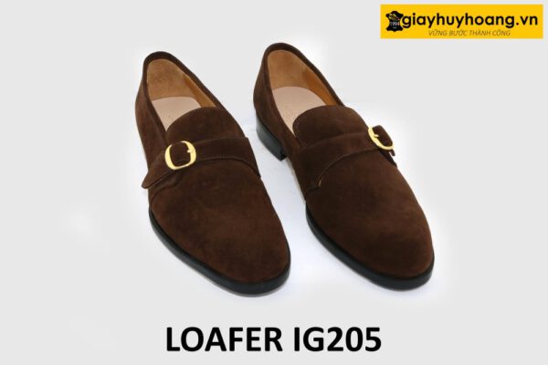 [Size 43] Giày lười nam da lộn màu nâu Loafer IG205 001