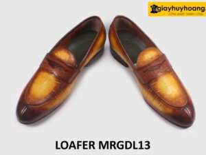 Giày lười nam da bò vân cá sấu cá tính loafer DL13 004