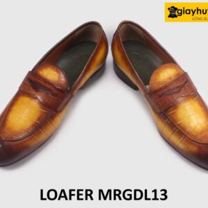 Giày lười nam da bò vân cá sấu cá tính loafer DL13 004