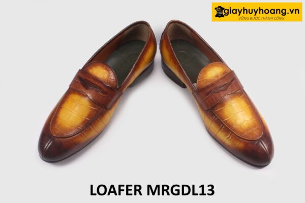 Giày lười nam da bò vân cá sấu cá tính loafer DL13 004