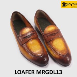 Giày lười nam da bò vân cá sấu cá tính loafer DL13 003