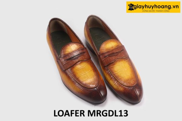 Giày lười nam da bò vân cá sấu cá tính loafer DL13 003