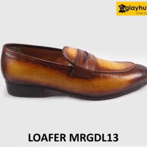 Giày lười nam da bò vân cá sấu cá tính loafer DL13 001