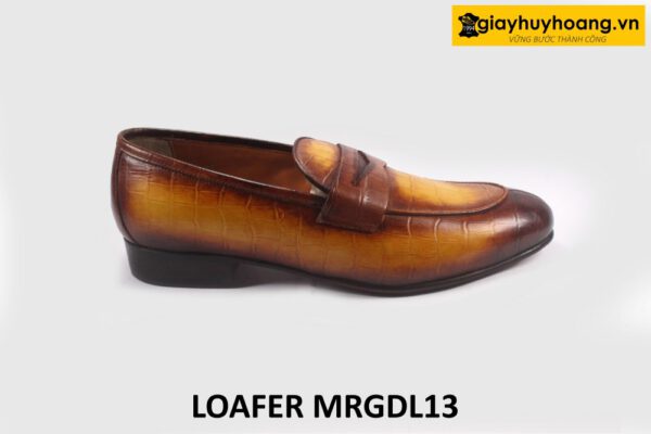 Giày lười nam da bò vân cá sấu cá tính loafer DL13 001