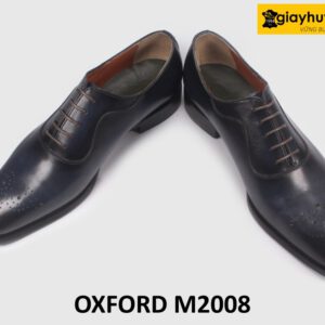 Giày da nam Oxford màu xanh navy patina M2008 005