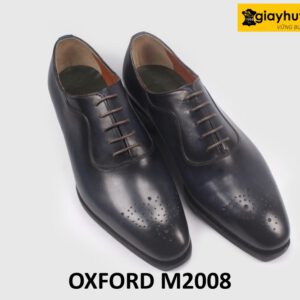 Giày da nam Oxford màu xanh navy patina M2008 004