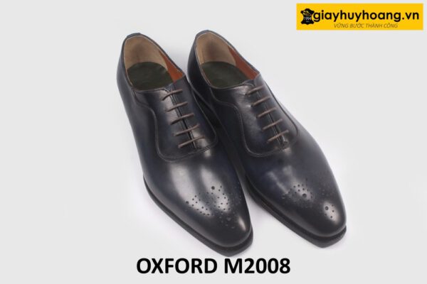 Giày da nam Oxford màu xanh navy patina M2008 004