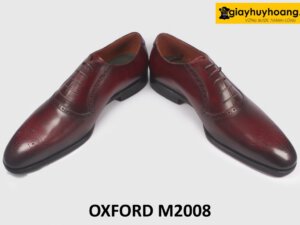 Giày da oxford nam màu đỏ đô sang trọng M2008 004
