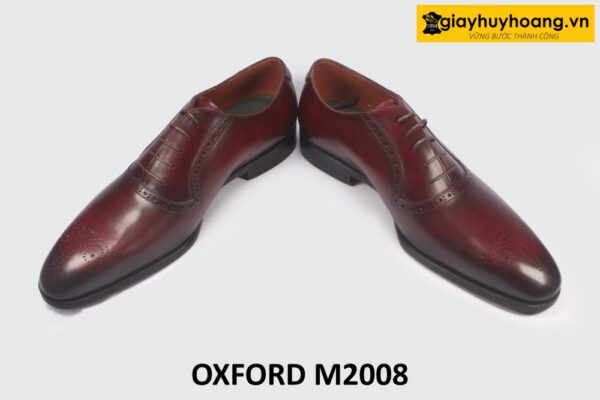 Giày da oxford nam màu đỏ đô sang trọng M2008 004
